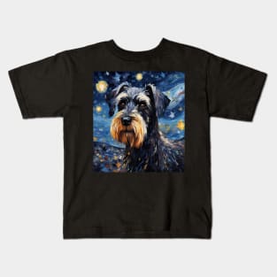 Standard Schnauzers Embracing The Starry Night Kids T-Shirt